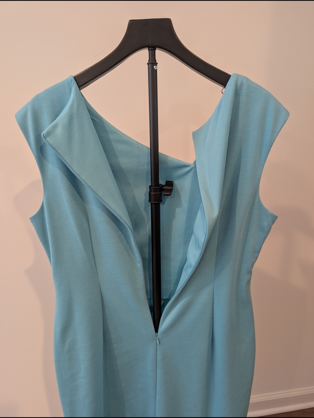 London Times Sleeveless Light Blue Ponte Sheath Midi Dress Size 14 - Picture 6 of 11